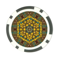 Mandala Faux Artificial Leather Among Spring Flowers Poker Chip Card Guard (10 Pack) by pepitasart