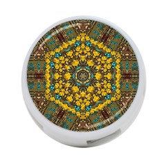 Mandala Faux Artificial Leather Among Spring Flowers 4-port Usb Hub (one Side) by pepitasart