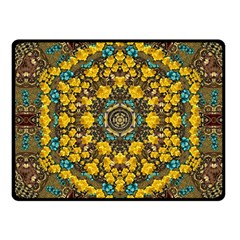 Mandala Faux Artificial Leather Among Spring Flowers Fleece Blanket (small) by pepitasart