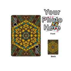 Mandala Faux Artificial Leather Among Spring Flowers Playing Cards 54 Designs (mini) by pepitasart