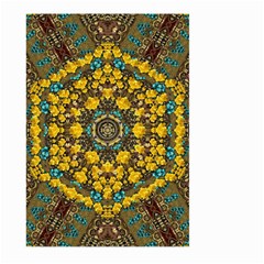 Mandala Faux Artificial Leather Among Spring Flowers Large Garden Flag (two Sides) by pepitasart