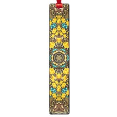 Mandala Faux Artificial Leather Among Spring Flowers Large Book Marks by pepitasart