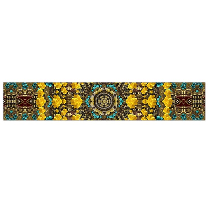 Mandala Faux Artificial Leather Among Spring Flowers Large Flano Scarf 