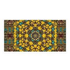 Mandala Faux Artificial Leather Among Spring Flowers Satin Wrap by pepitasart