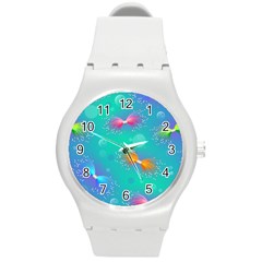 Non Seamless Pattern Blues Bright Round Plastic Sport Watch (m)