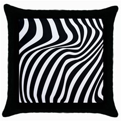 Wave Line Curve Throw Pillow Case (black) by Dutashop