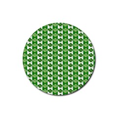 Clover Leaf Shamrock St Patricks Day Rubber Coaster (round)  by Dutashop