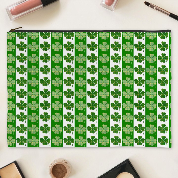 Clover Leaf Shamrock St Patricks Day Cosmetic Bag (XXXL)