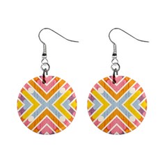 Line Pattern Cross Print Repeat Mini Button Earrings by Dutashop