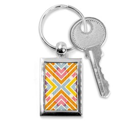 Line Pattern Cross Print Repeat Key Chain (rectangle) by Dutashop