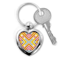 Line Pattern Cross Print Repeat Key Chain (heart) by Dutashop