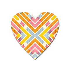 Line Pattern Cross Print Repeat Heart Magnet by Dutashop