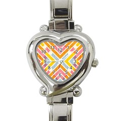 Line Pattern Cross Print Repeat Heart Italian Charm Watch by Dutashop