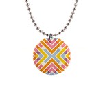 Line Pattern Cross Print Repeat 1  Button Necklace Front