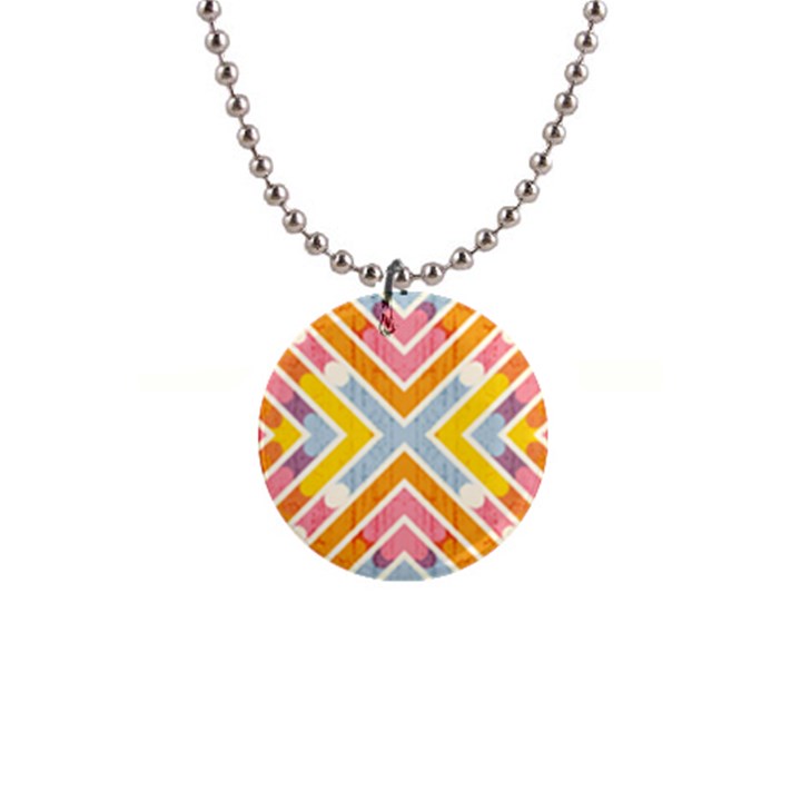 Line Pattern Cross Print Repeat 1  Button Necklace