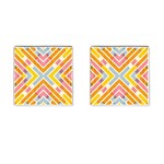 Line Pattern Cross Print Repeat Cufflinks (Square) Front(Pair)