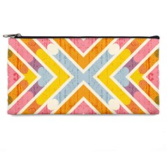 Line Pattern Cross Print Repeat Pencil Case by Dutashop