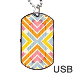 Line Pattern Cross Print Repeat Dog Tag Usb Flash (one Side) by Dutashop