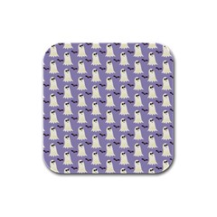 Halloween Ghost Bat Rubber Square Coaster (4 Pack)  by Dutashop