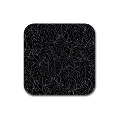 Autumn Leaves Black Rubber Square Coaster (4 Pack)  by Dutashop