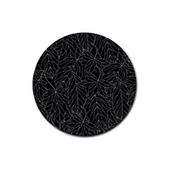 Autumn Leaves Black Rubber Coaster (round)  by Dutashop