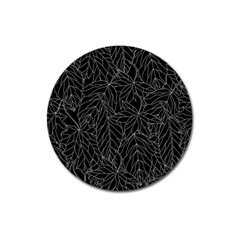 Autumn Leaves Black Magnet 3  (round)