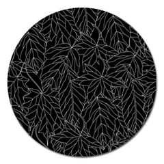 Autumn Leaves Black Magnet 5  (round) by Dutashop