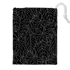 Autumn Leaves Black Drawstring Pouch (5xl) by Dutashop