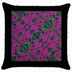 Modern Floral Collage Print Pattern Throw Pillow Case (black) by dflcprintsclothing