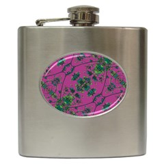 Modern Floral Collage Print Pattern Hip Flask (6 Oz)