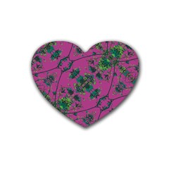 Modern Floral Collage Print Pattern Heart Coaster (4 Pack)  by dflcprintsclothing