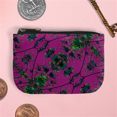 Modern Floral Collage Print Pattern Mini Coin Purse