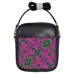 Modern Floral Collage Print Pattern Girls Sling Bag by dflcprintsclothing