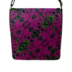 Modern Floral Collage Print Pattern Flap Closure Messenger Bag (l) by dflcprintsclothing