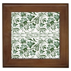 Green Leaves Framed Tile by Eskimos