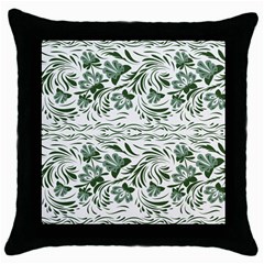 Green Leaves Throw Pillow Case (black) by Eskimos