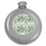 Green leaves Round Hip Flask (5 oz) Front