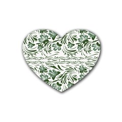 Green Leaves Rubber Coaster (heart)  by Eskimos