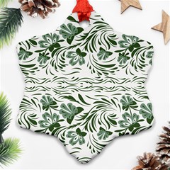 Green Leaves Snowflake Ornament (two Sides) by Eskimos