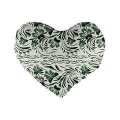 Green Leaves Standard 16  Premium Heart Shape Cushions by Eskimos