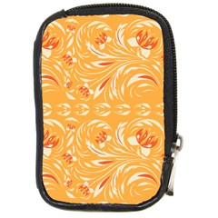 Orange Pattern Compact Camera Leather Case by Eskimos