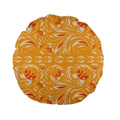 Orange pattern Standard 15  Premium Round Cushions