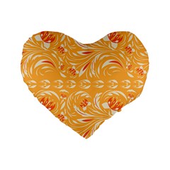 Orange pattern Standard 16  Premium Heart Shape Cushions