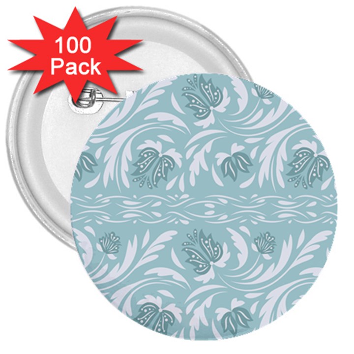 Blue ornament 3  Buttons (100 pack) 