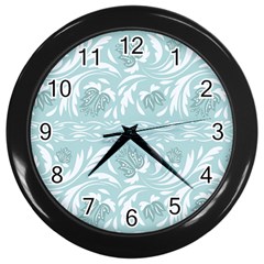 Blue Ornament Wall Clock (black) by Eskimos