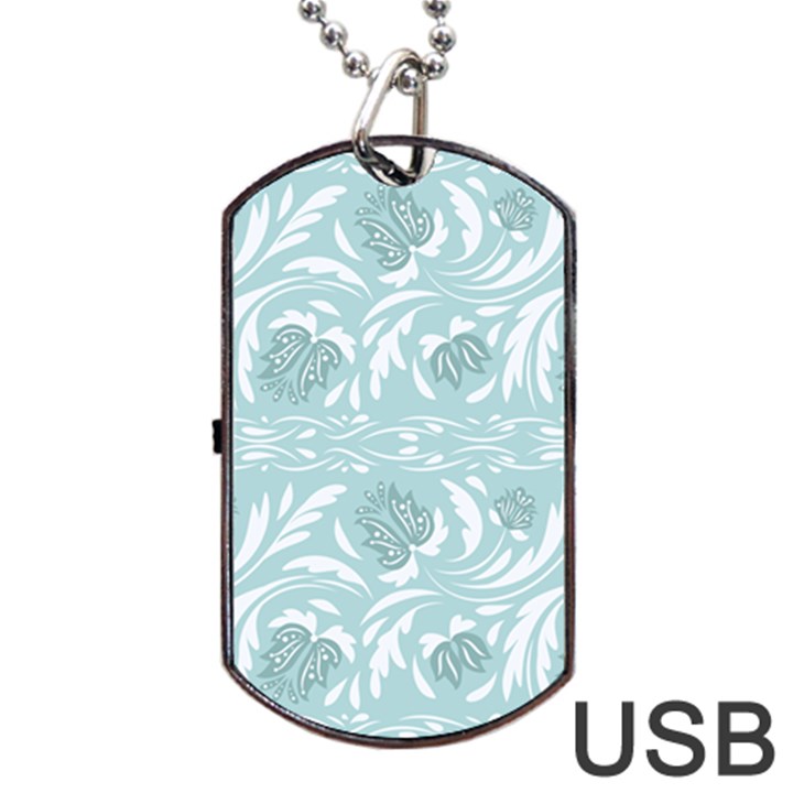 Blue ornament Dog Tag USB Flash (One Side)