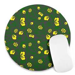 Yellow Flowers Round Mousepads by Eskimos