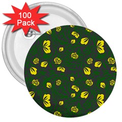 Yellow Flowers 3  Buttons (100 Pack)  by Eskimos