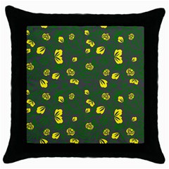 Yellow Flowers Throw Pillow Case (black) by Eskimos