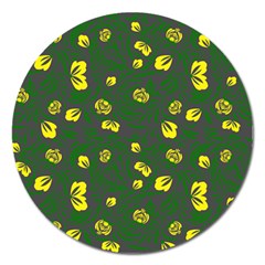 Yellow Flowers Magnet 5  (round) by Eskimos